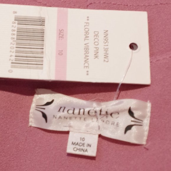 Nanette Deco Pink Floral Vibrance Dress Sz 10 - Picture 8 of 10
